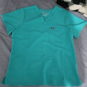 Figs Aqua V-Neck Scrub Top